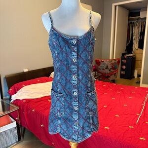CHANEL Blue and Pink Denim Dress 2022 so 40